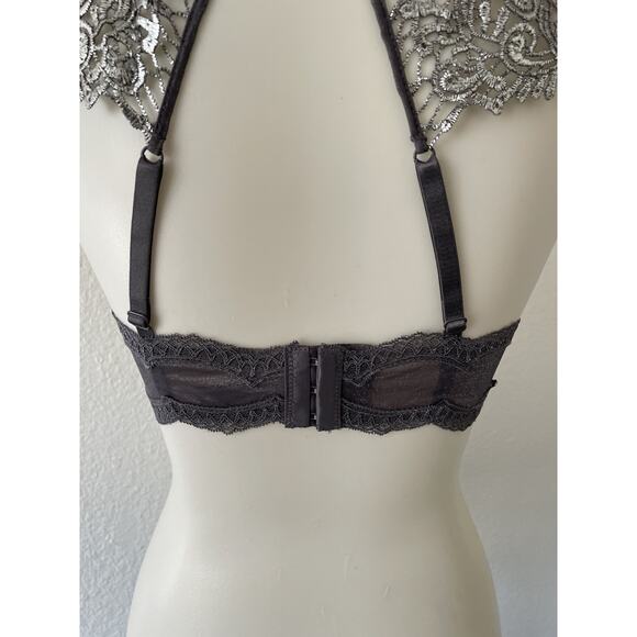 Kaviar Lingerie Bra High Neck Metallic Crochet Underwire - Picture 10 of 12